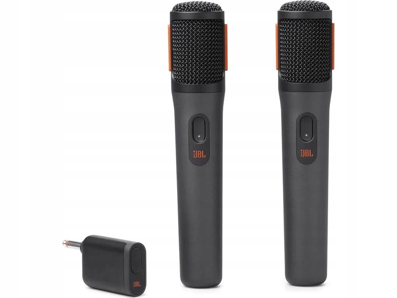 Zestaw dwóch bezprzewodowych mikrofonów JBL PartyBox Wireless do karaoke, eventów i imprez – wynajem.