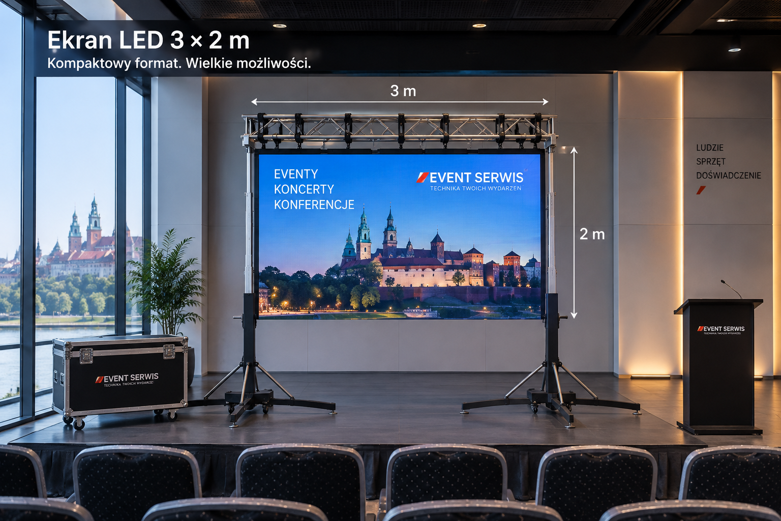 Wynajem ekranu LED 3x2m w Krakowie