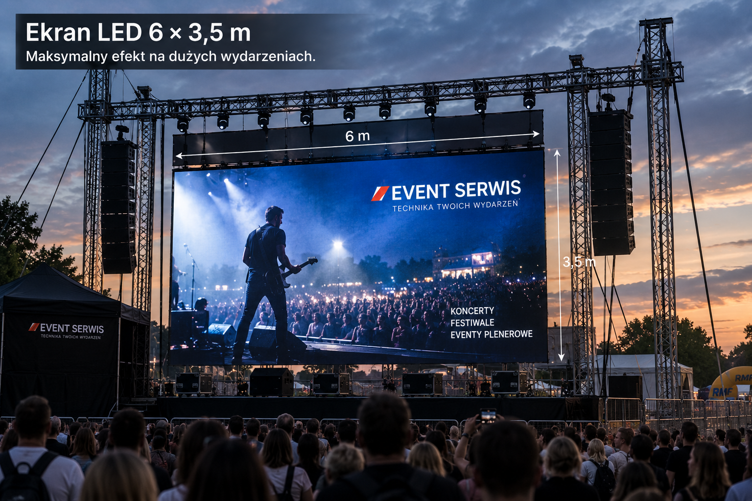 Wynajem ekranu LED 6x3.5m na eventy plenerowe Event Serwis Kraków