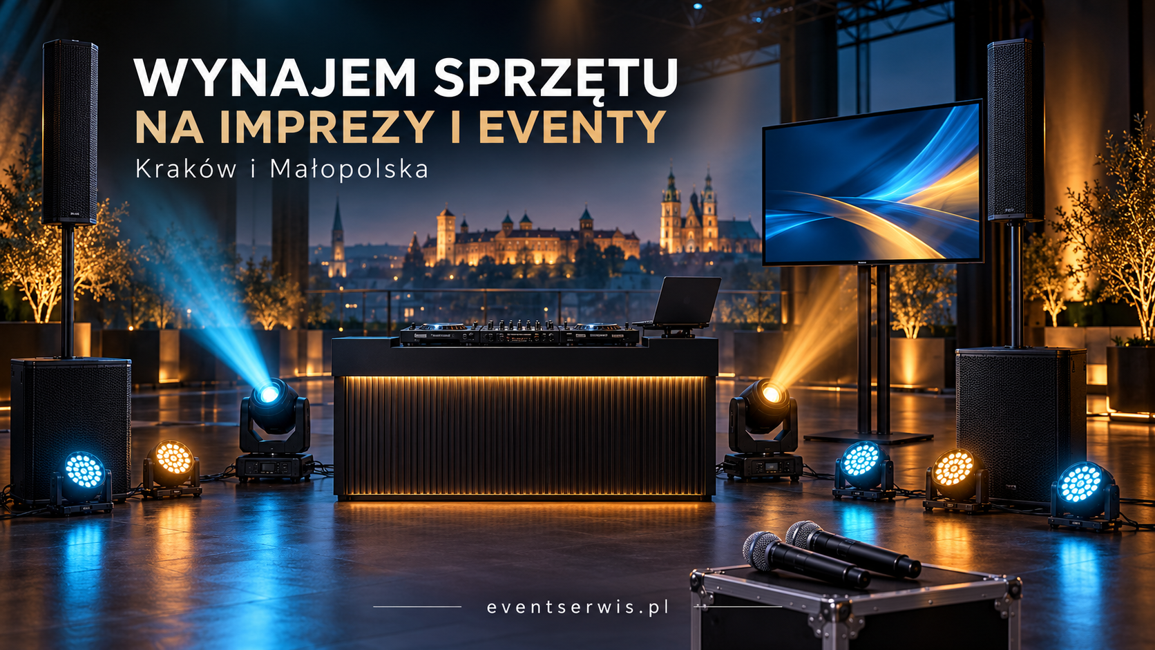 Nagłośnienie, oświetlenie, konsola DJ i telewizor – wynajem sprzętu na imprezy w Krakowie i Małopolsce – Event Serwis